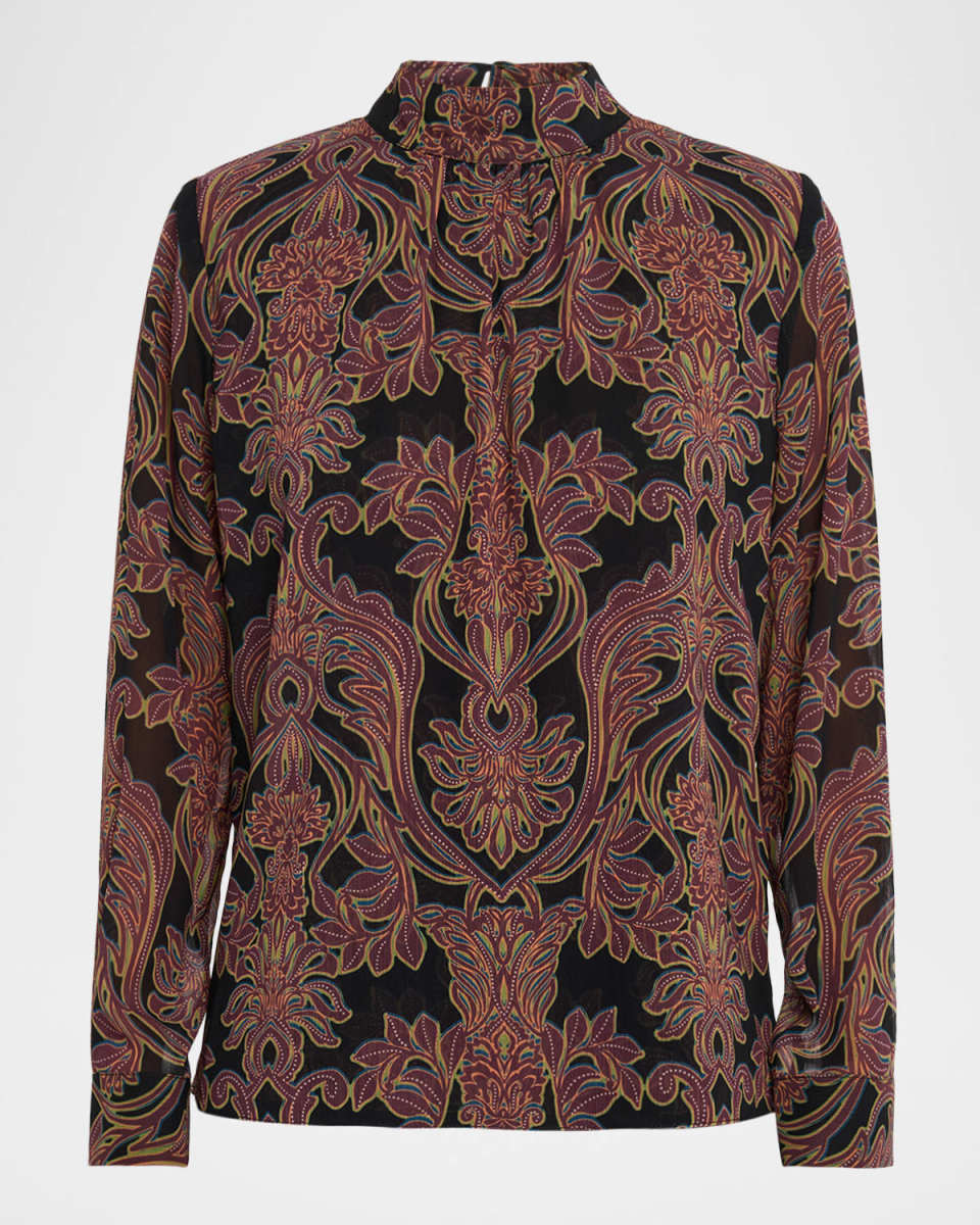 Studded Flora Annie Mock-Neck Blous